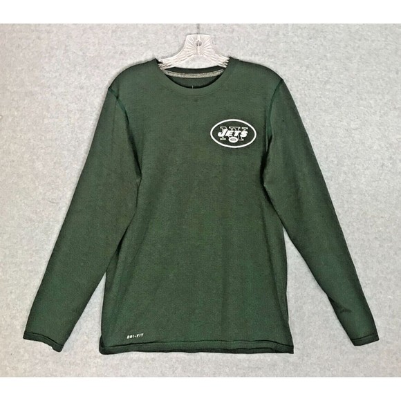 Nike New York Jets Shirt Mens Small NFL On Field Dri-Fit Green Long Sleeve - Picture 1 of 7
